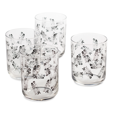 glasses naked couple (set of 4)