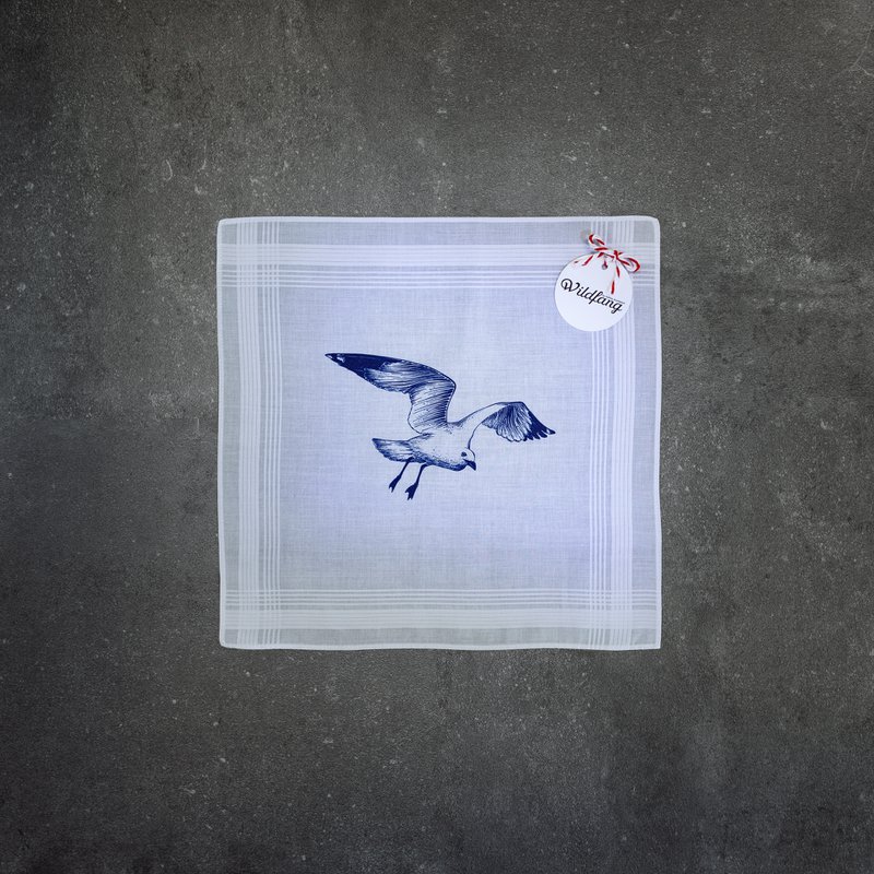 Cotton handkerchief white seagull