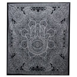 B&W dubbele katoenen sprei + wandkleed - Hamsa