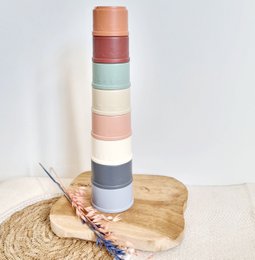 Rattle Stacking cups / Stacking tower earth tones 8 pieces