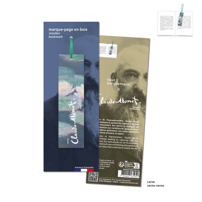 full display 72 wooden bookmarks, the works of Claude Monet
