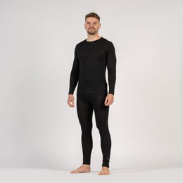 Maglia 160 a maniche lunghe e fondo da uomo in 2 pezzi nera