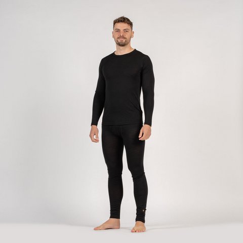 Men's 160 Long Sleeve & Bottom 2-Piece Black