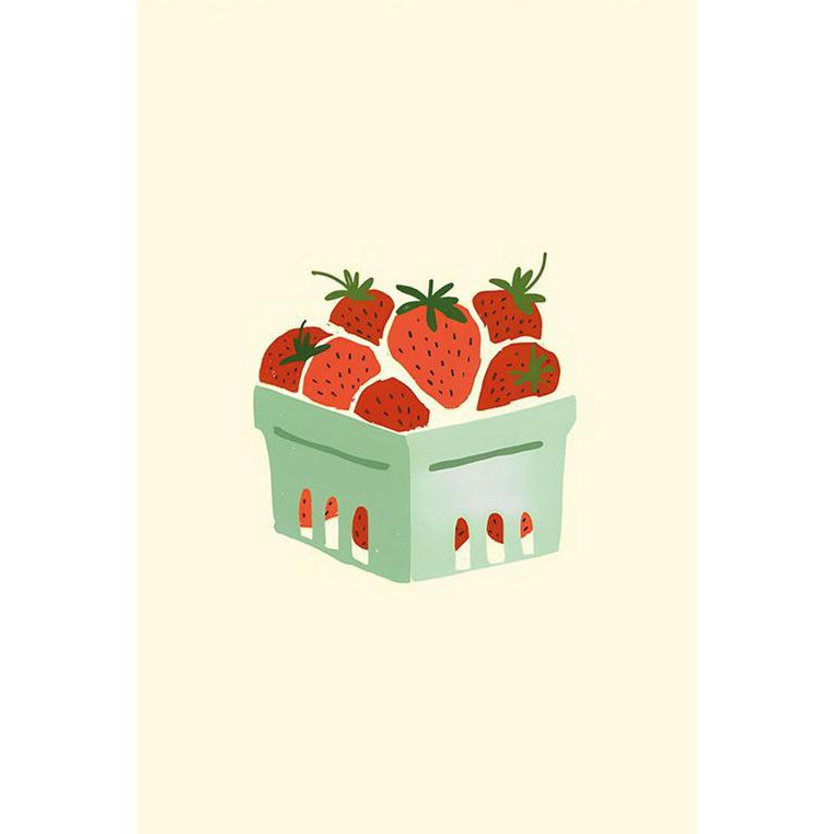Aardbeien Mandje Illustratie - Poster