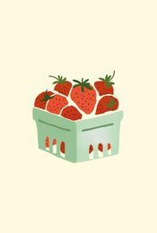Aardbeien Mandje Illustratie - Affiche