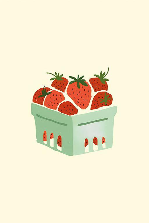 Aardbeien Mandje Illustratie - Poster