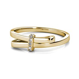 Anello con fiocco luminoso - Oro e cristallo