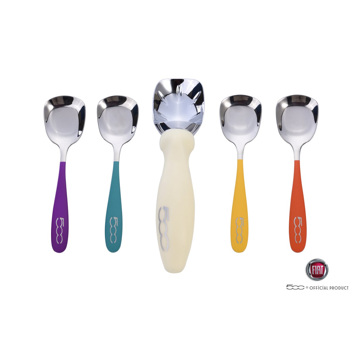 FIAT, Set of 4 Ice Cream Spoons, Colorful, Ergonomic Handle, Easy to Use, Stainless Steel