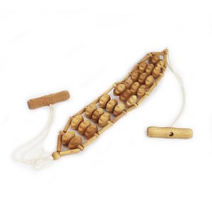 Massage band for the back made of wood, massager