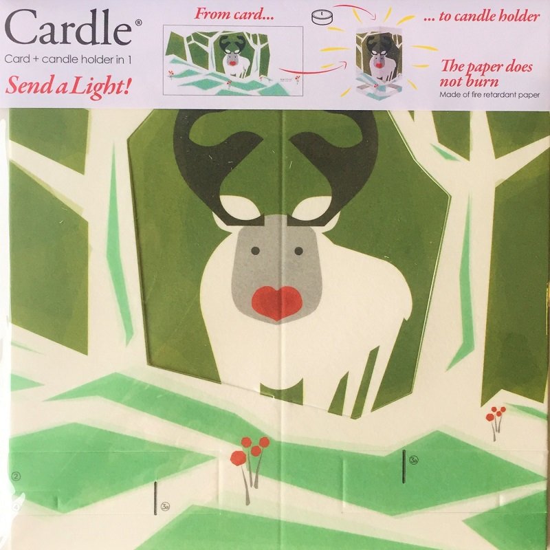 CARDLE Reindeer (Northern Lights) - Portavelas Tarjetas de felicitación