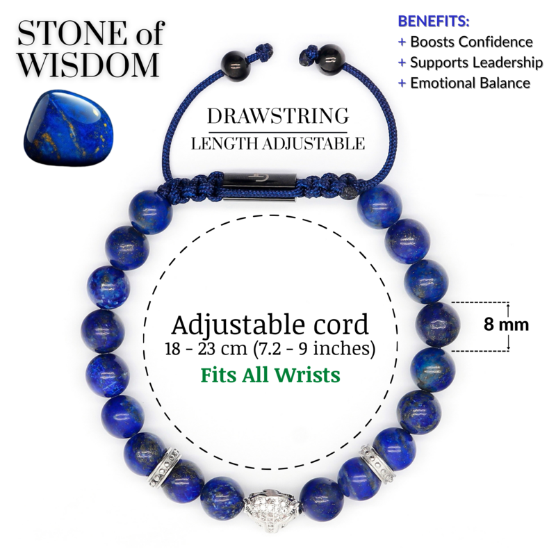 Bracciale Da Uomo In LAPISLAZZULI Con Testa LEOPARDO in Argento