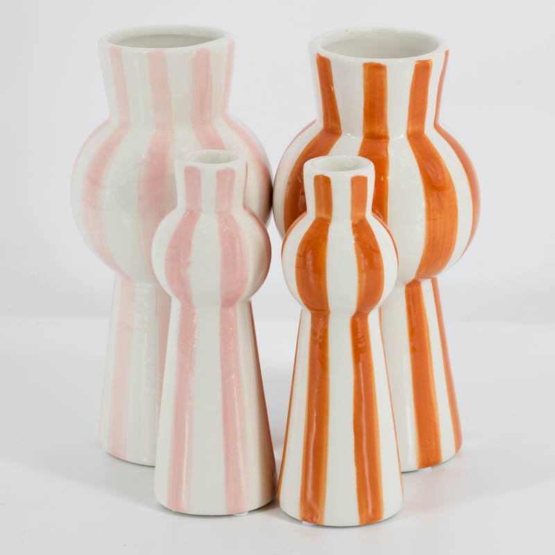 Vase ceramic stripes orange