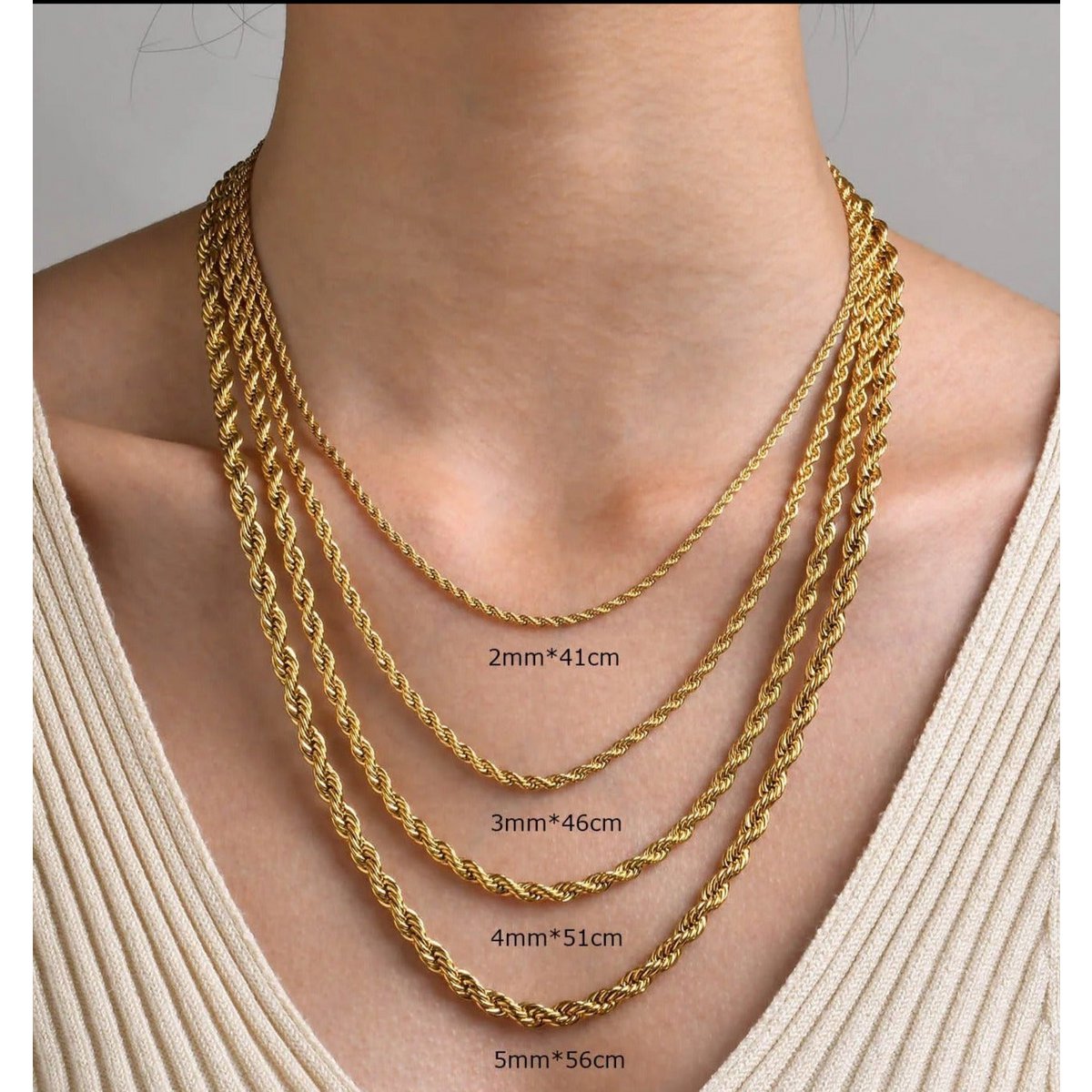 Agamemnon - 3mm Gold Rope Chain