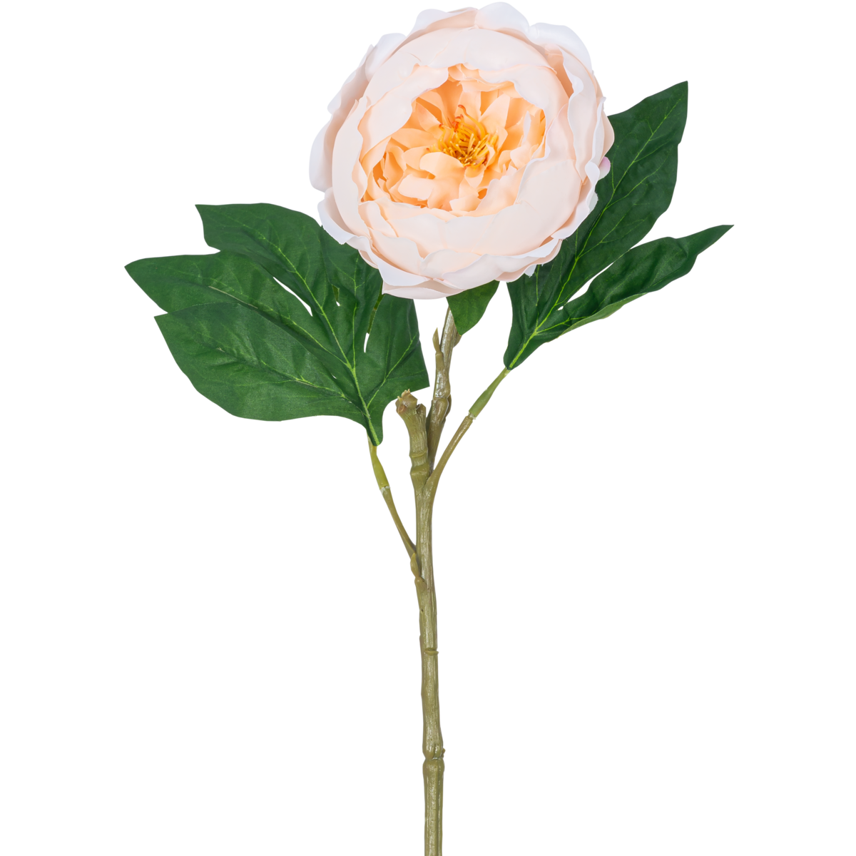 Kunstig Pæon Real Touch Creme Hvid 58cm