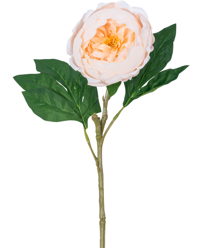 Kunstig Pæon Real Touch Creme Hvid 58cm
