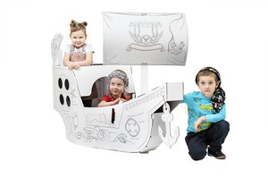 Creative Pirate ship from cardboard, outlined, DIY, white Large, 3+ years Copy