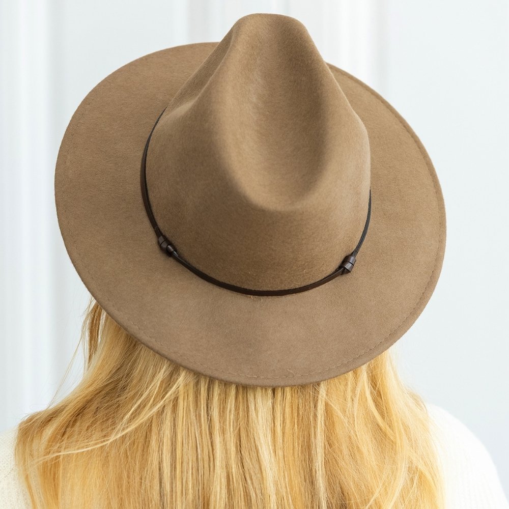 CHAPEAU FEUTRE - lien cuir, bord cousu