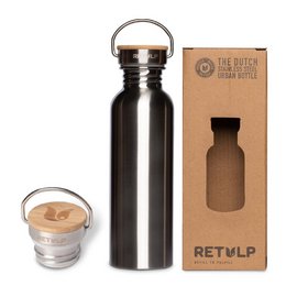 Drikkeflaske i rustfrit stål lækagesikker bambushætte STÅL 750 ml