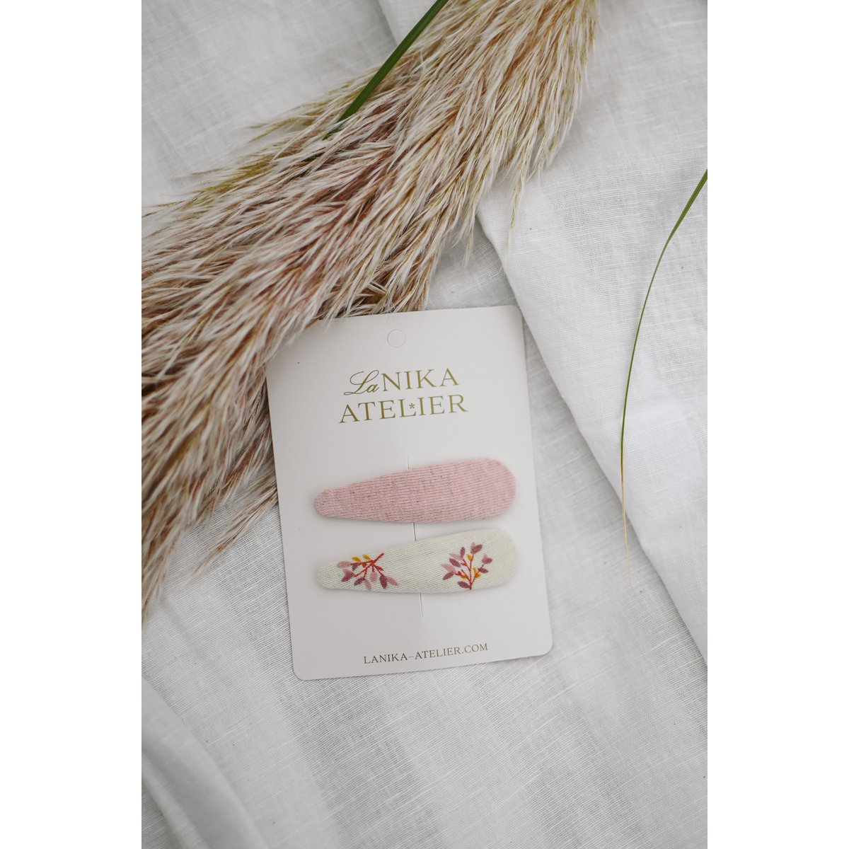 Pasadores de pelo básicos rosa y floral marfil para niña y mujer