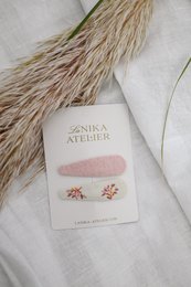 Basic pink and floral ivory hair clips for girls and woman