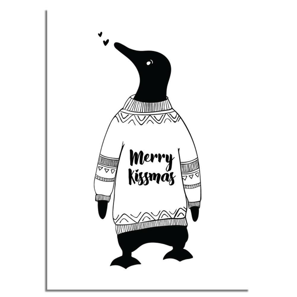 Juleplakat Merry Kissmass - Julepynt - Sort og hvid