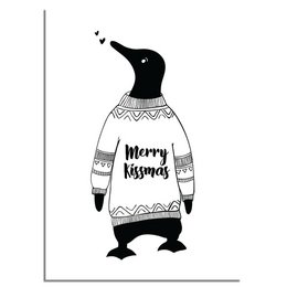 Juleplakat Merry Kissmass - Julepynt - Sort og hvid