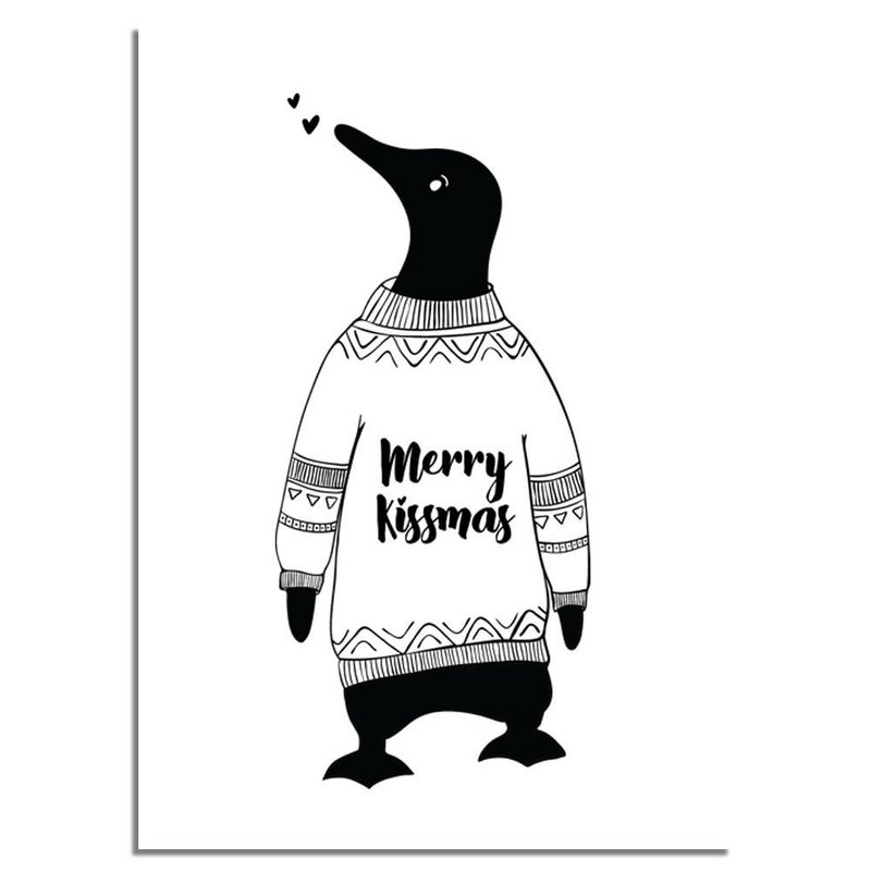 Juleplakat Merry Kissmass - Julepynt - Sort og hvid