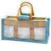 Geschenkbeutel mit Sichtfenster aus reiner Jute und Baumwolle – Three Windows Teal
