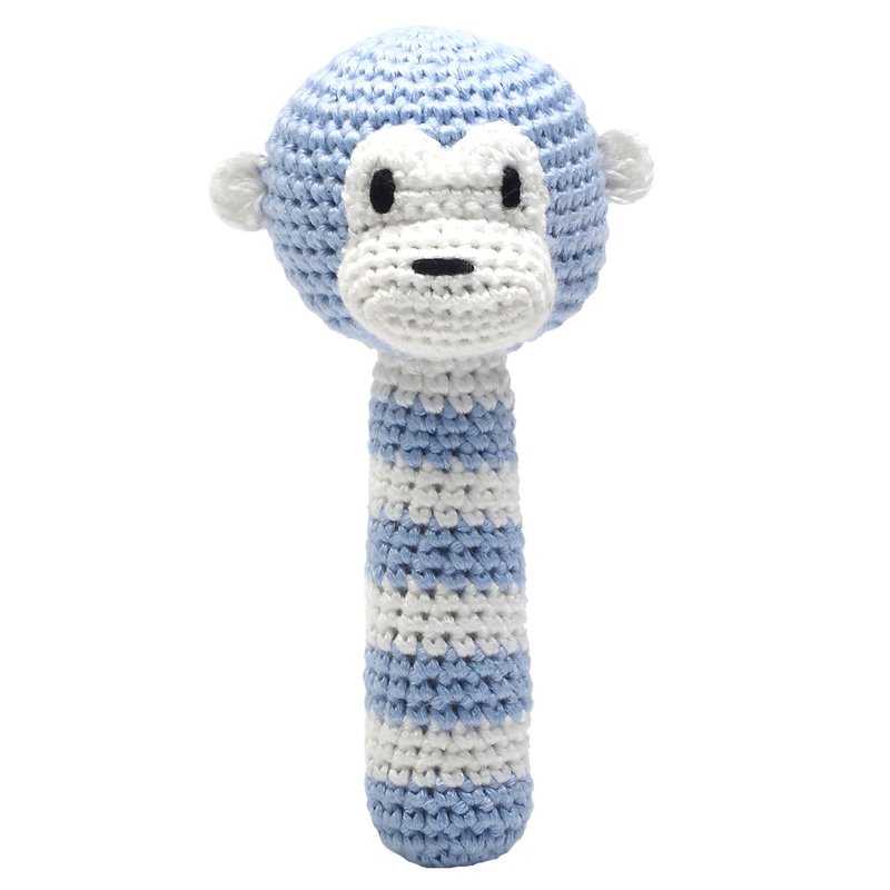Rattle stick - Monkey (light blue)