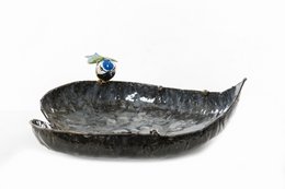 Mangeoire pour animaux de compagnie en métal ZIMBA-ARTS, mésange bleue simple, grand cœur