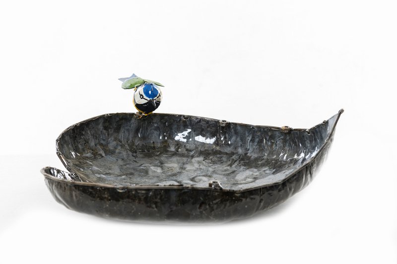 Mangeoire pour animaux de compagnie en métal ZIMBA-ARTS, mésange bleue simple, grand cœur