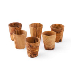 Set of 6 Olive Wood Shot Glasses – Handmade