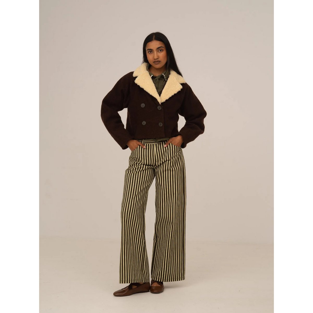 Pebble Striped Green Jeans