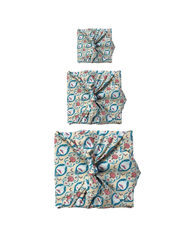Furoshiki 3 størrelses bundt - enkeltsidet - teal - Fabrap