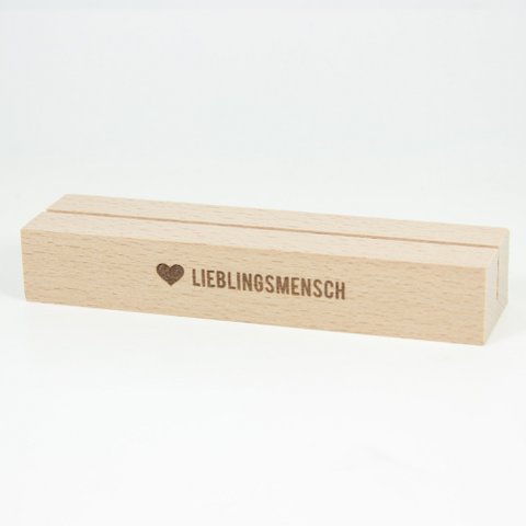 Card stand favorite person made of sustainable beech wood - card holder with heart engraving - maritime home accessory
