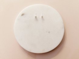 Puristic rectangular ear studs made of 925 sterling silver