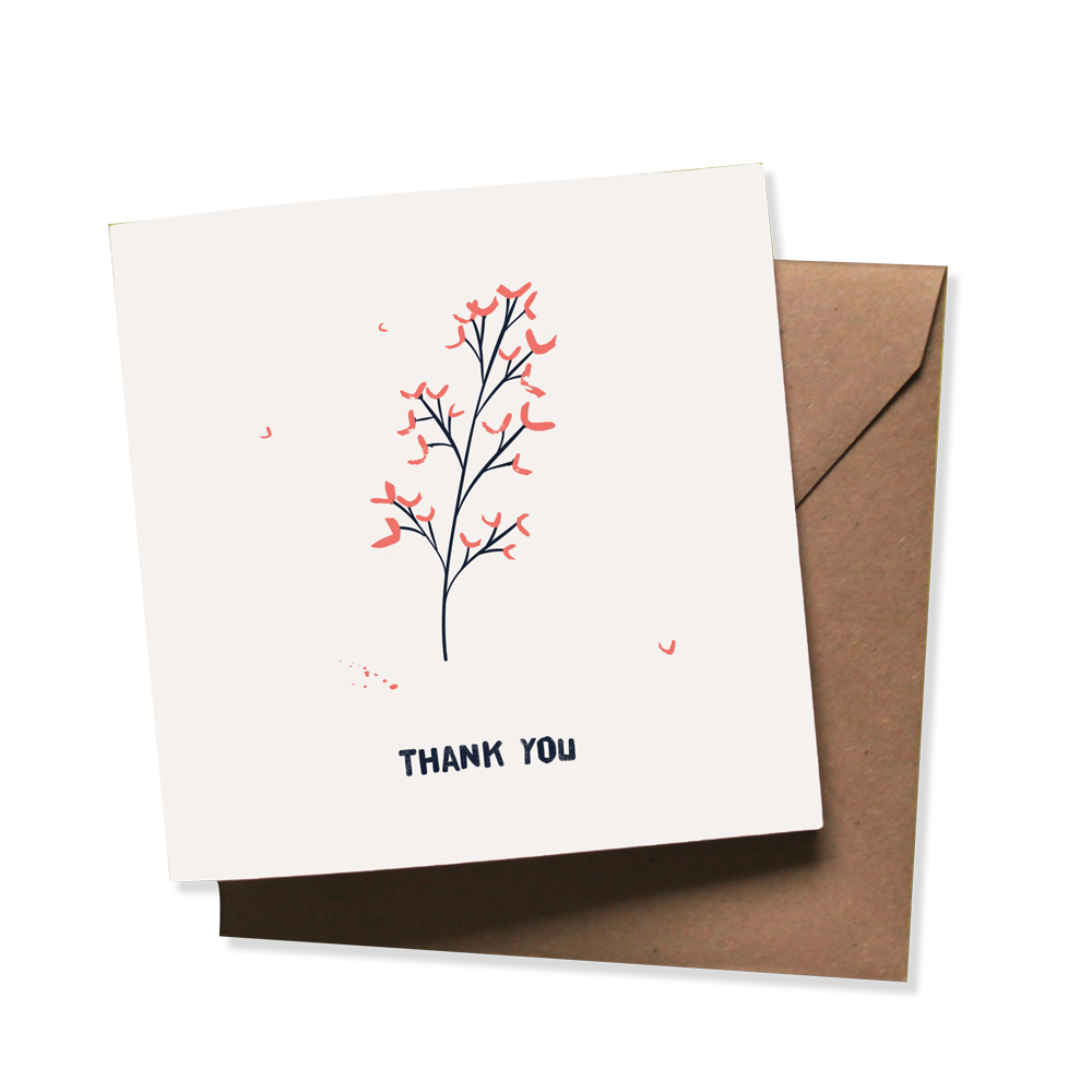 Set of 10 greeting cards with envelope | THANK YOU | thank you - thank you - thank you - thank you | folded card - matte off-white - heavy quality biotop paper