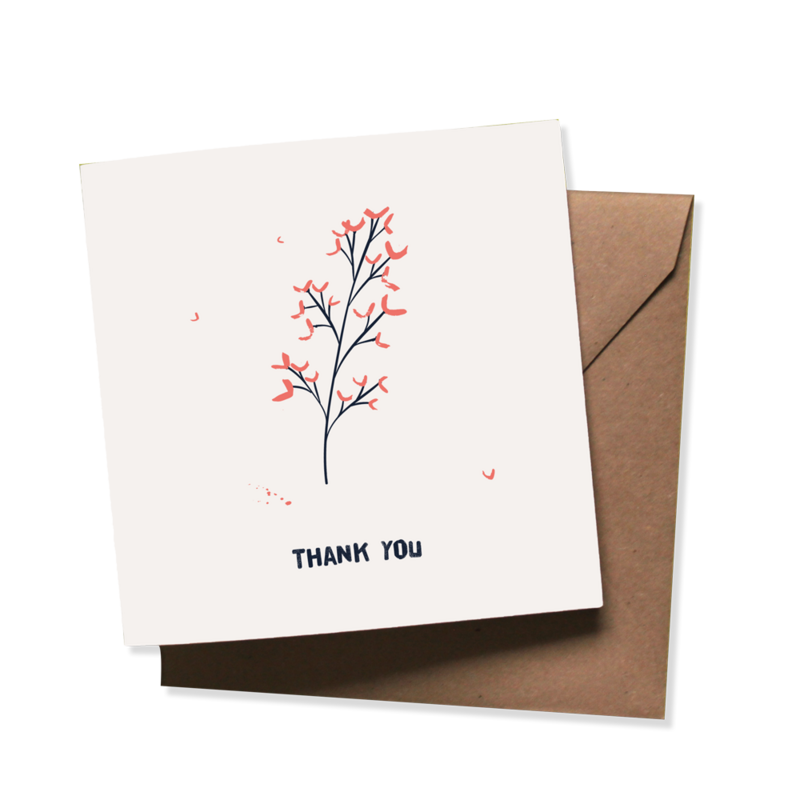 Set of 10 greeting cards with envelope | THANK YOU | thank you - thank you - thank you - thank you | folded card - matte off-white - heavy quality biotop paper