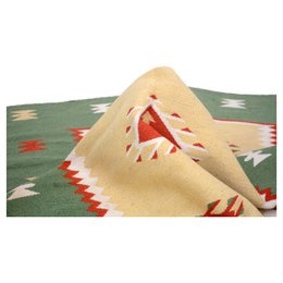 Alfombra kilim vintage tejida a mano en verde Glade