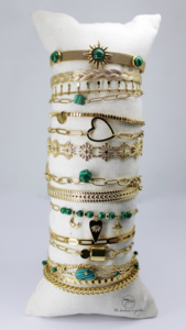 Best seller kit of 15 gold and green steel Christmas bracelets