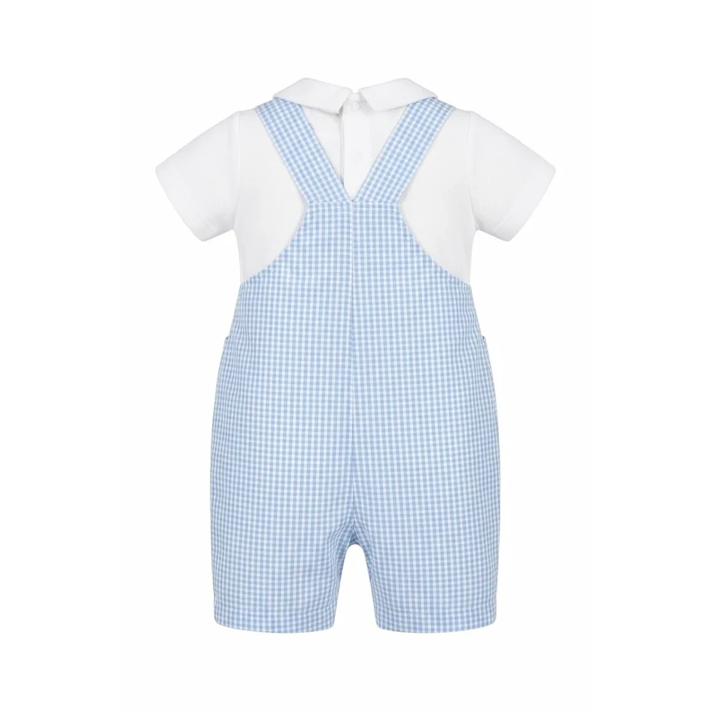 Baby Boy Kort Gingham Dungaree, Blå