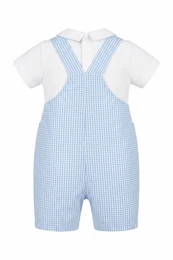 Baby Boy Kort Gingham Dungaree, Blå