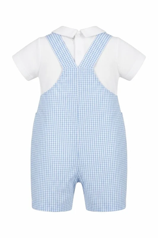 Baby Boy Kort Gingham Dungaree, Blå