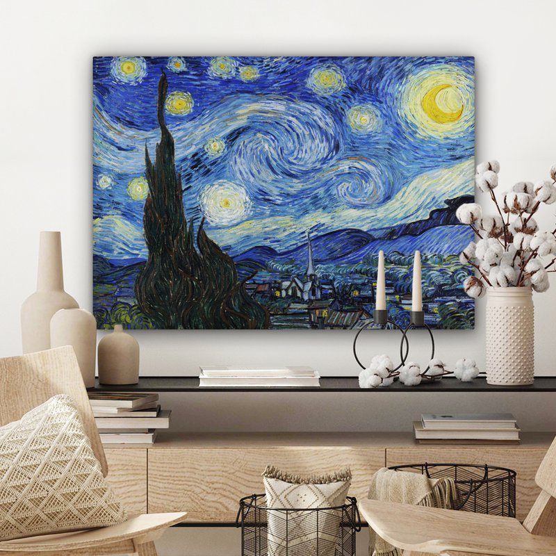 Canvas Maleri - Wall Decoration - De Sterrennacht - Vincent Van Gogh