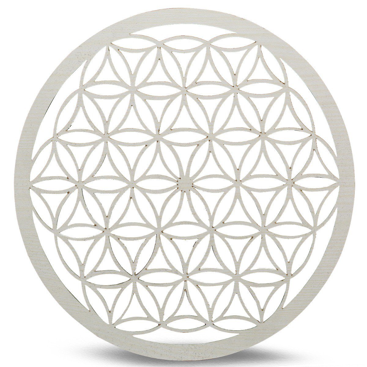 Bandeja Rejilla Madera Cristal Flor de la Vida Blanco 20 cm