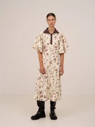 Abito longuette con stampa floreale marrone fiorisce