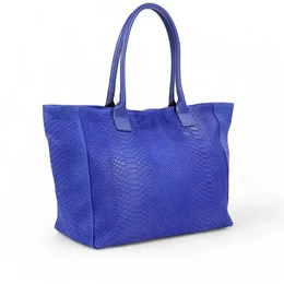 LOLA – Italiensk python-præget lædertaske – Electric Blue