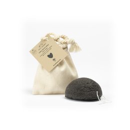 Konjac sponge black charcoal in cotton bag GOTS