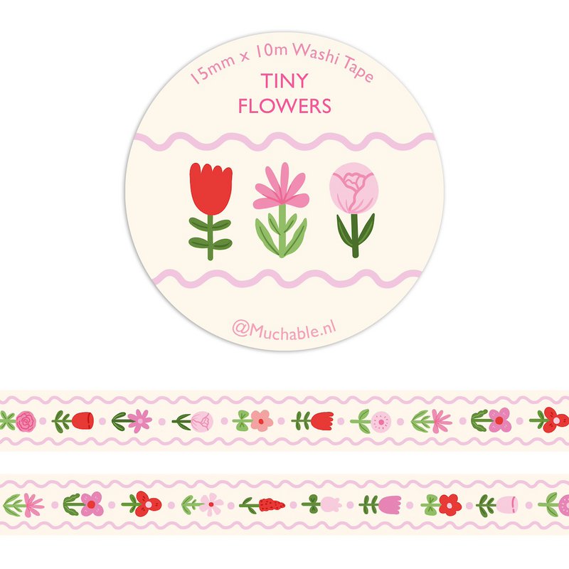 Washi tape - illustrationsmønster/print søde blomster