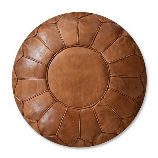 Leather pouffe - caramel brown (XL)
